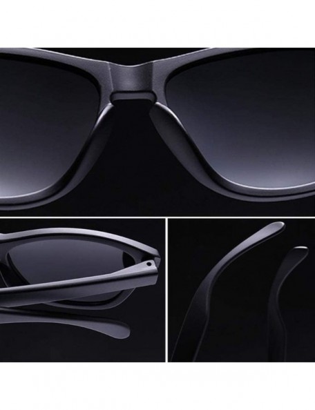 Square Men Women Classic Polarized Sunglasses Square Sun Glasses Vintage Driving Goggles UV400 - Bright Black Grey - CP199QCL...