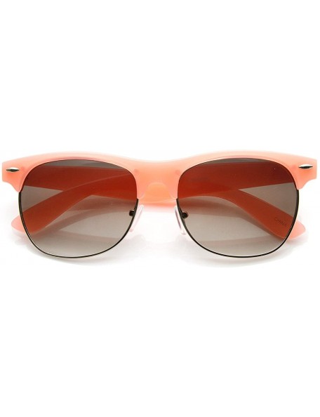 Rimless Pastel Color Semi-Rimless Half Frame Classic Horn Rimmed Sunglasses (Pink) - CK11FGMO771 $11.18