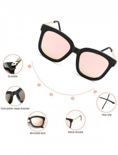 Square Oversized Mirrored Sunglasses for Women/Men - Polarized Sun Glasses with 100% UV400 Protection - C818DONOGZX $29.51
