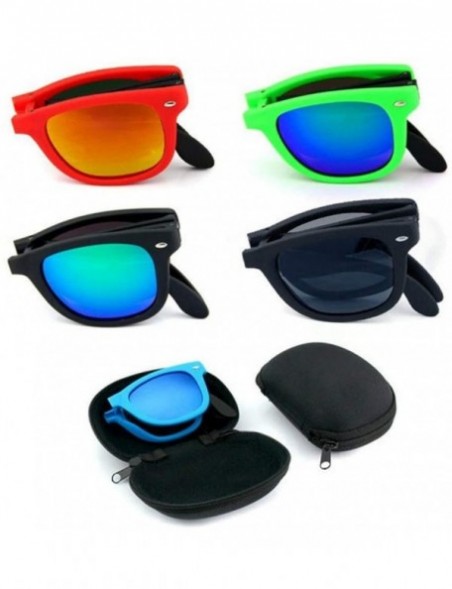 Rimless Foldable Sunglasses with Box Vintage Sun Glasses Men Shopping Travel Colorful - Black Blue-box - CP194ORU4LI $16.59