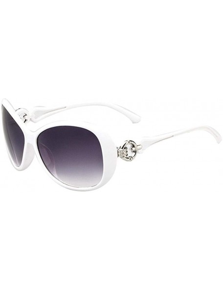 Oval Women Fashion Oval Shape UV400 Framed Sunglasses Sunglasses - White - CG198MQ06KT $13.96