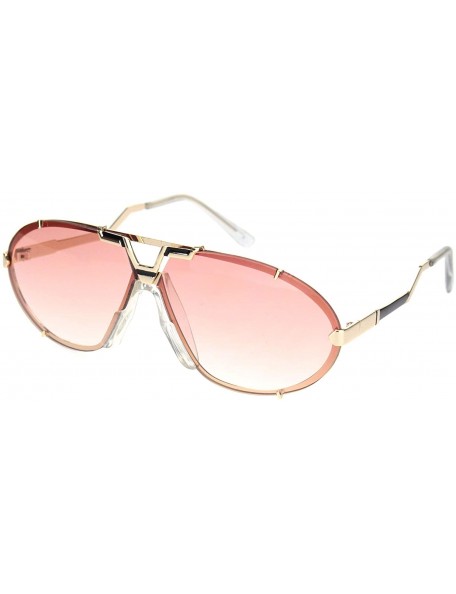 Rimless Retro Racer European Mobster Sunglasses - Gold Gradient Pink - CE18NDNYN0M $13.82