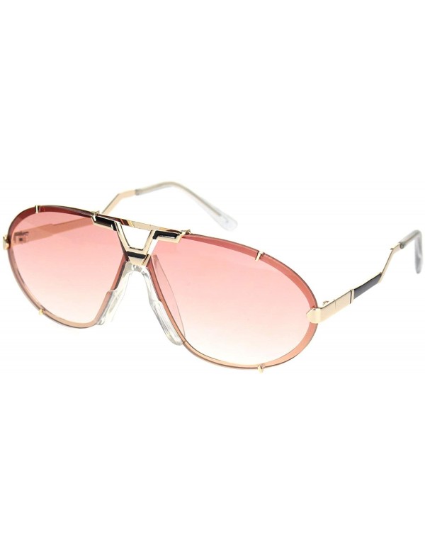 Rimless Retro Racer European Mobster Sunglasses - Gold Gradient Pink - CE18NDNYN0M $13.82