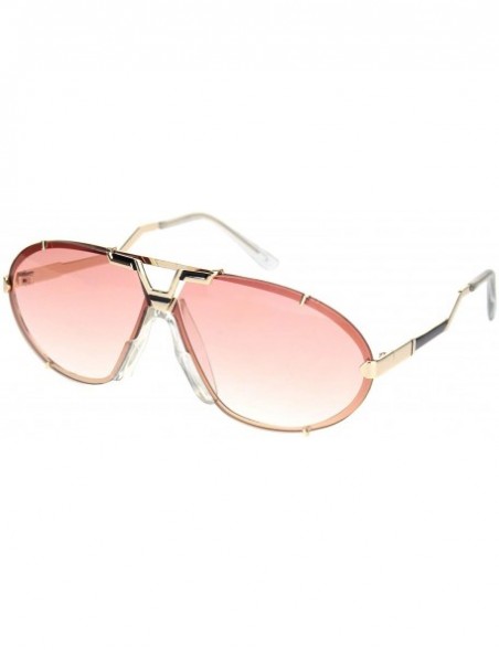 Rimless Retro Racer European Mobster Sunglasses - Gold Gradient Pink - CE18NDNYN0M $13.82