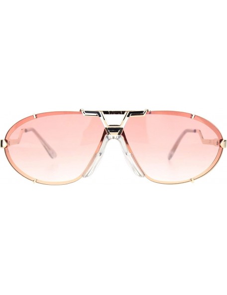 Rimless Retro Racer European Mobster Sunglasses - Gold Gradient Pink - CE18NDNYN0M $13.82