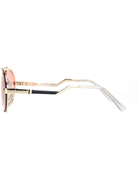 Rimless Retro Racer European Mobster Sunglasses - Gold Gradient Pink - CE18NDNYN0M $13.82