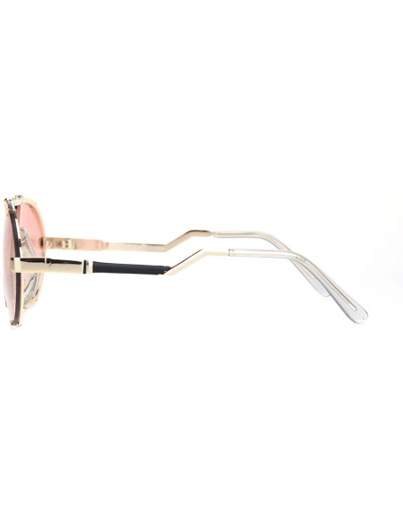 Rimless Retro Racer European Mobster Sunglasses - Gold Gradient Pink - CE18NDNYN0M $13.82