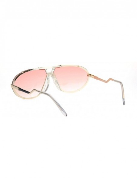 Rimless Retro Racer European Mobster Sunglasses - Gold Gradient Pink - CE18NDNYN0M $13.82