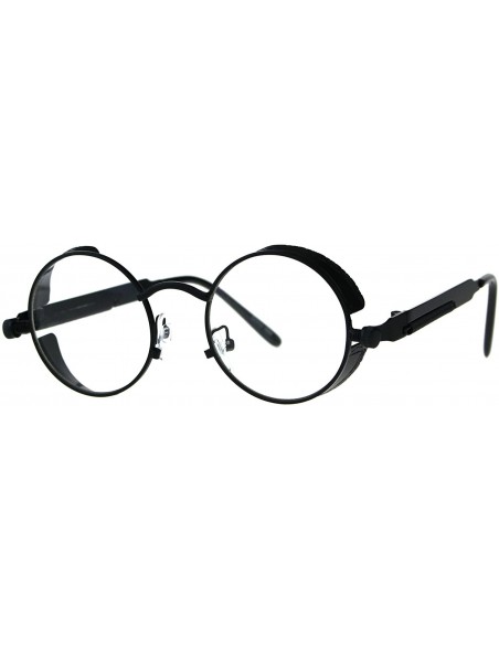 Round Side Cover Clear Lens Glasses Steampunk Fashion Small Round Frame - Black - C418EST506Q $10.66