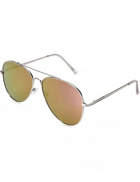 Aviator Large Full Metal Color Mirror Teardrop Flat Lens Aviator Sunglasses 60mm - Silver / Purple Mirror - CE12K5F02CH $11.12