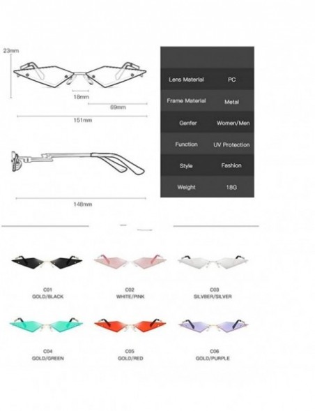 Rimless New Fashion Rimless Sunglasses Women 2020 Cat Eye Frameless Alloy Eyeglasses For Female UV400 Shades - 1 Black - CS19...