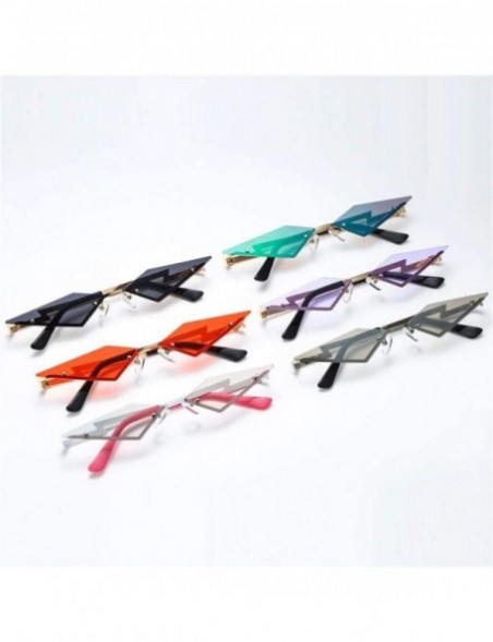 Rimless New Fashion Rimless Sunglasses Women 2020 Cat Eye Frameless Alloy Eyeglasses For Female UV400 Shades - 1 Black - CS19...