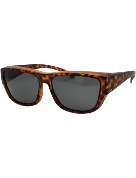 Rectangular TAC Polarized Lens Fit Over Sunglasses Matted Tortoise Print Rectangular UV400 - Brown - CJ194G759M3 $13.83