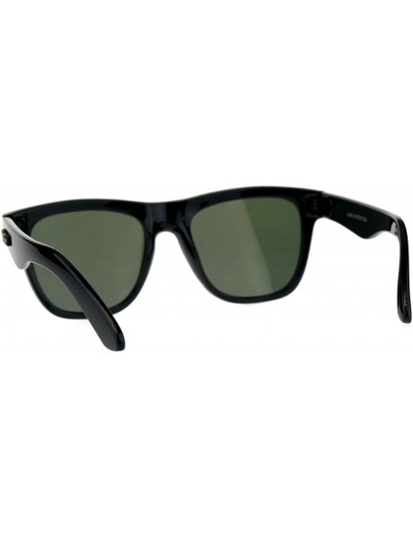 Square KUSH Sunglasses Unisex Square Horn Rimmed Black Frame Mirrored UV 400 - Shiny Black (Orange Mirror) - CX18DDZKYZM $9.89