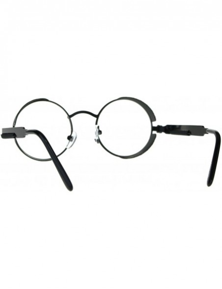 Round Side Cover Clear Lens Glasses Steampunk Fashion Small Round Frame - Black - C418EST506Q $10.66