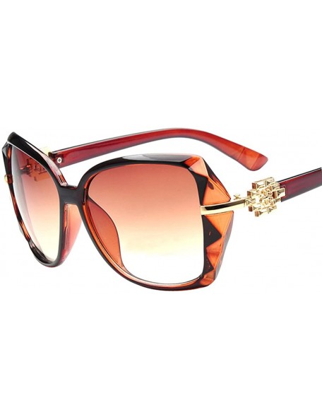 Square Women's Fashion Full frame Sunglasses Square eyewear with diamond - Tawny S7 - C712DWF8XB9 $20.25
