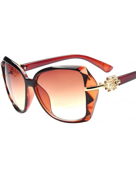 Square Women's Fashion Full frame Sunglasses Square eyewear with diamond - Tawny S7 - C712DWF8XB9 $9.73