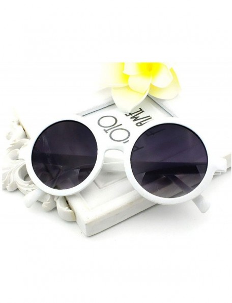 Round Vintage Round Sunglasses Women Classic Retro Coating Sun Glasses Female Male Sun Glasses - White - CP18WE4WANL $25.82