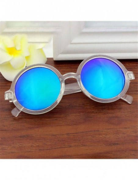 Round Vintage Round Sunglasses Women Classic Retro Coating Sun Glasses Female Male Sun Glasses - White - CP18WE4WANL $25.82