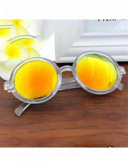 Round Vintage Round Sunglasses Women Classic Retro Coating Sun Glasses Female Male Sun Glasses - White - CP18WE4WANL $25.82