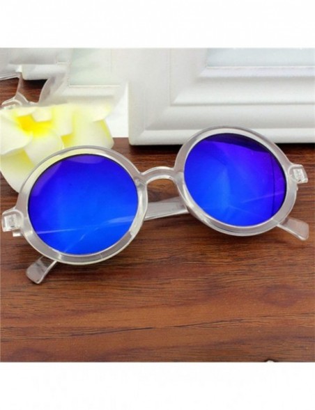 Round Vintage Round Sunglasses Women Classic Retro Coating Sun Glasses Female Male Sun Glasses - White - CP18WE4WANL $25.82