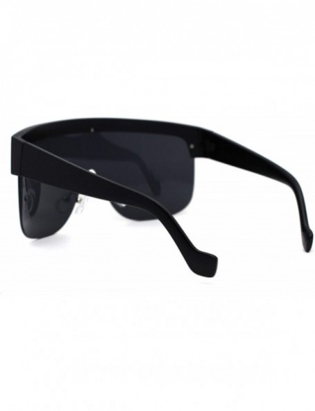 Shield Retro Robotic Oversize Flat Top Plastic Shield Sunglasses - Matte Black - CL195UDXXXD $13.84