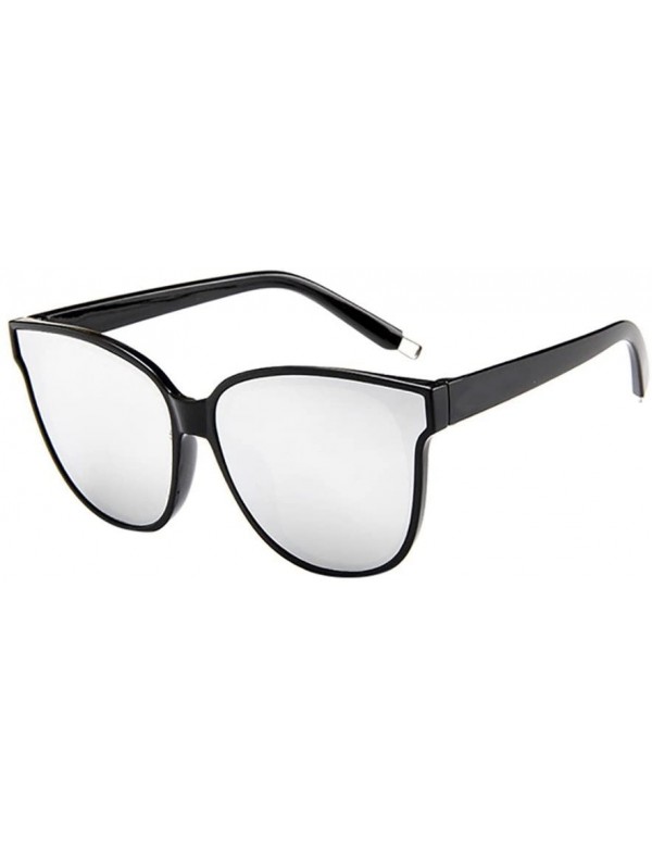 Oversized Fashion Womens Ladies Designer Oversized Flat Top Cat Eye Mirrored Sunglasses (A) - A - CA195NKQYND $9.24