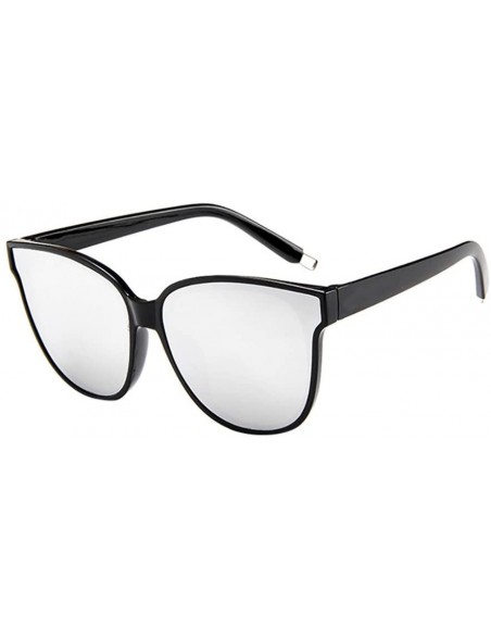 Oversized Fashion Womens Ladies Designer Oversized Flat Top Cat Eye Mirrored Sunglasses (A) - A - CA195NKQYND $9.24