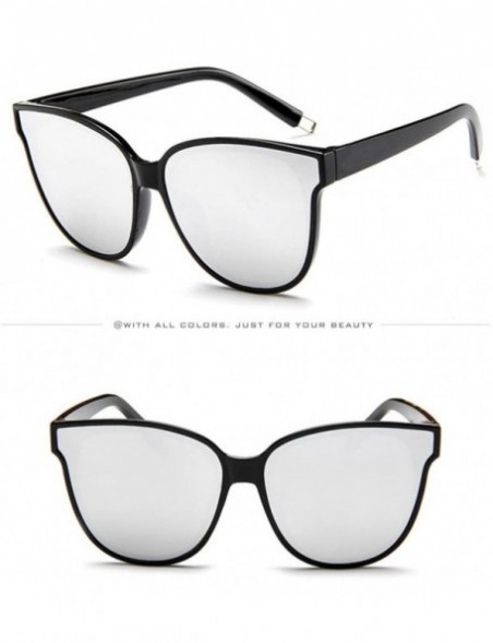 Oversized Fashion Womens Ladies Designer Oversized Flat Top Cat Eye Mirrored Sunglasses (A) - A - CA195NKQYND $9.24