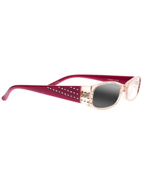 Rectangular Womens Full Rhinestones Transition Photochromic Reading Glasses UV400 Sunglasses - Pink - CX18EEII7IL $16.57