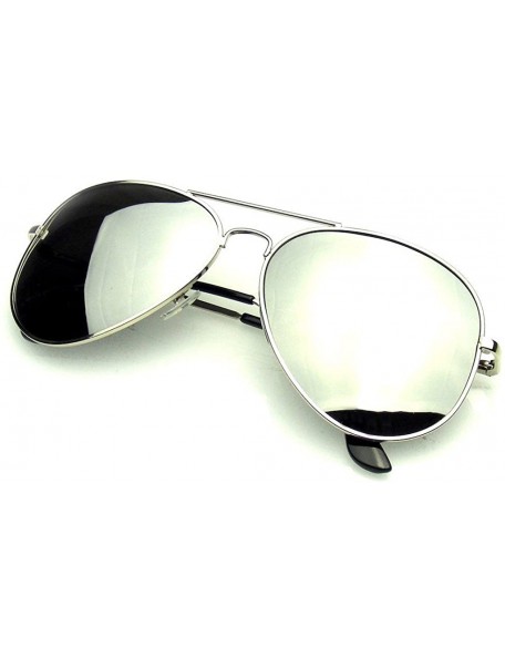 Aviator Polarized Full Mirror Aviator Sunglasses - Silver - CF11MB93ILX $7.99