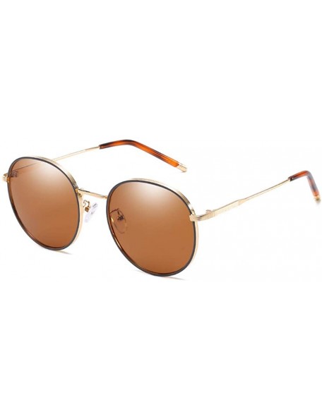 Round Classic Retro Round Sunglasses Gold Metal Frame Non-Polarized Lens Glasses for Women - Brown - C619447N974 $10.38