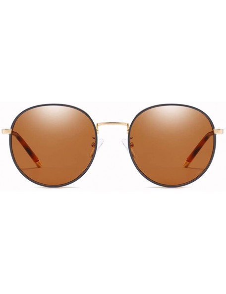 Round Classic Retro Round Sunglasses Gold Metal Frame Non-Polarized Lens Glasses for Women - Brown - C619447N974 $10.38