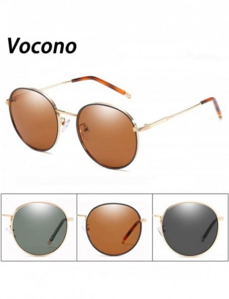 Round Classic Retro Round Sunglasses Gold Metal Frame Non-Polarized Lens Glasses for Women - Brown - C619447N974 $10.38