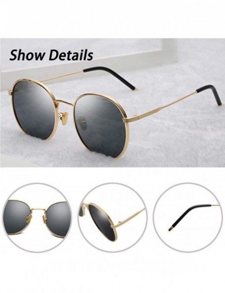 Round Classic Retro Round Sunglasses Gold Metal Frame Non-Polarized Lens Glasses for Women - Brown - C619447N974 $10.38