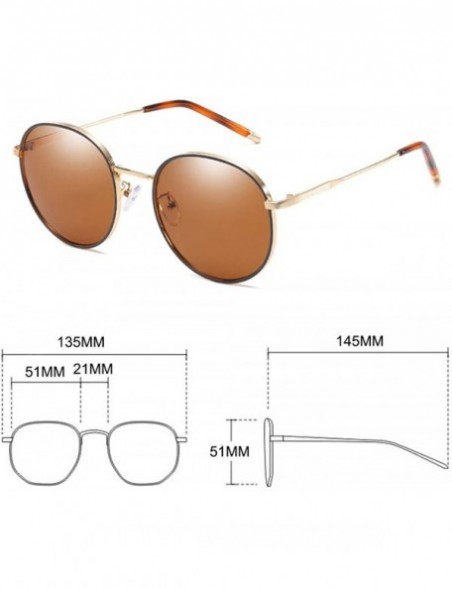 Round Classic Retro Round Sunglasses Gold Metal Frame Non-Polarized Lens Glasses for Women - Brown - C619447N974 $10.38