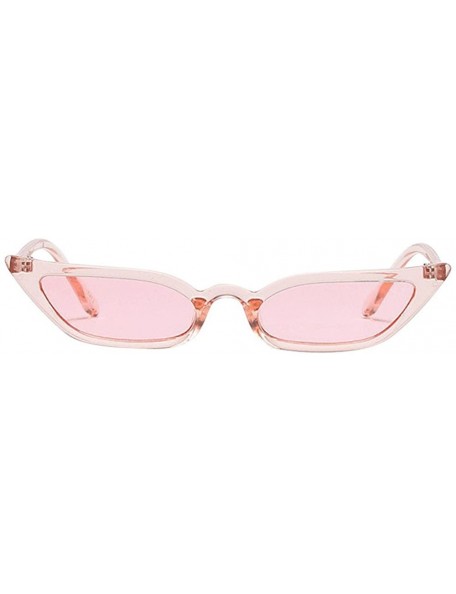 Sport Cateye Sunglasses Narrow for Women Fashion Retro Vintage Narrow Clout Goggles Plastic Frame - Pink - C7193TCAQWI $7.07