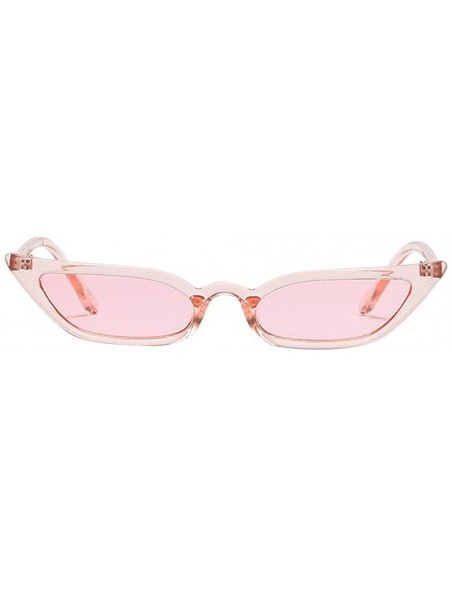 Sport Cateye Sunglasses Narrow for Women Fashion Retro Vintage Narrow Clout Goggles Plastic Frame - Pink - C7193TCAQWI $7.07