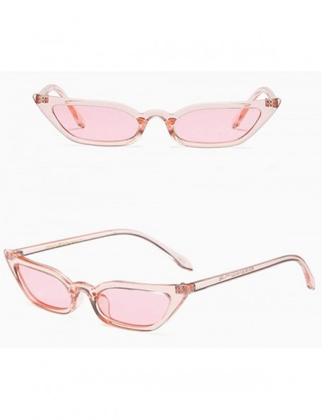 Sport Cateye Sunglasses Narrow for Women Fashion Retro Vintage Narrow Clout Goggles Plastic Frame - Pink - C7193TCAQWI $7.07