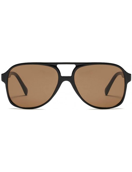 Oversized Vintage Retro 70s Sunglasses for Women Classic Large Squared Aviator Frame - Brown - CW18IZWW8U8 $14.77