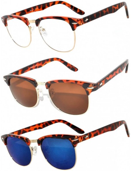 Rimless Half Frame Horned Rim Sunglasses Fashion UV Protection Brand - Half_frame_3p_mix_c - CQ17X3O7HZL $18.85