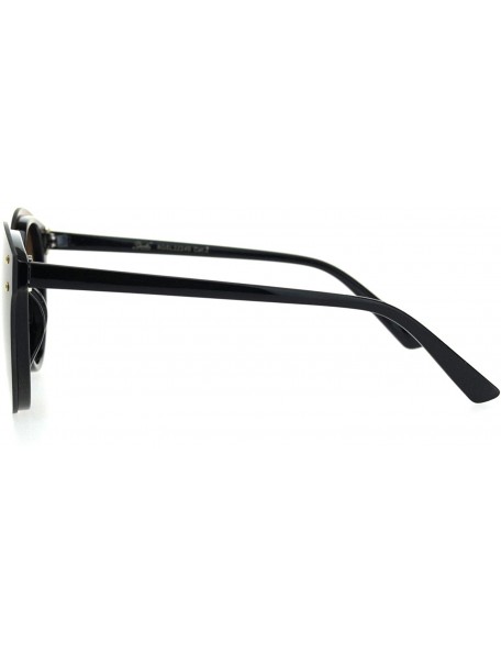 Round Womens Flat Panel Lens Retro Rimless Horned Minimal Sunglasses - Black Gradient Brown - C718OG2E564 $10.68