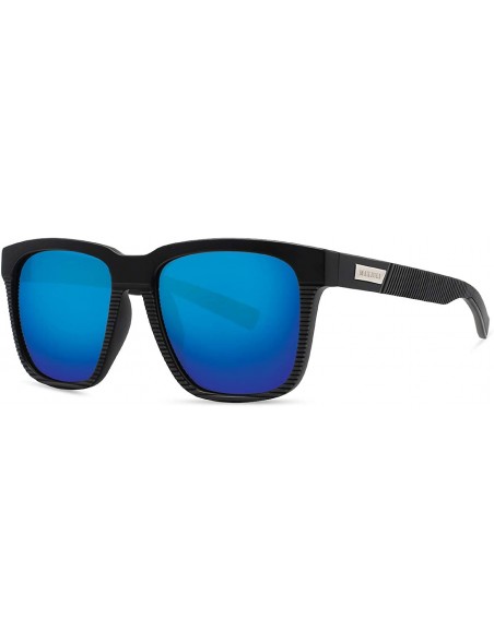 Wayfarer Polarized Sunglasses for Men Larger Sized Square Frame for Big Heads 8023 - Black&blue - CN18WU2OQX5 $18.67