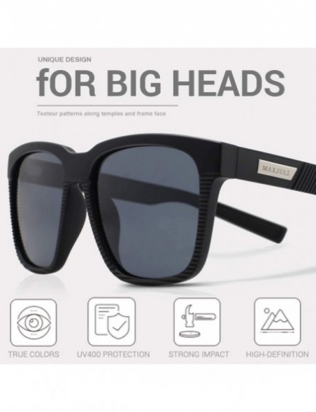 Wayfarer Polarized Sunglasses for Men Larger Sized Square Frame for Big Heads 8023 - Black&blue - CN18WU2OQX5 $18.67