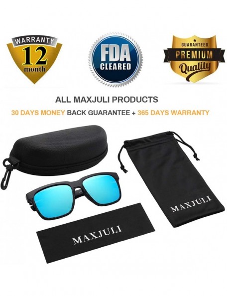 Wayfarer Polarized Sunglasses for Men Larger Sized Square Frame for Big Heads 8023 - Black&blue - CN18WU2OQX5 $18.67