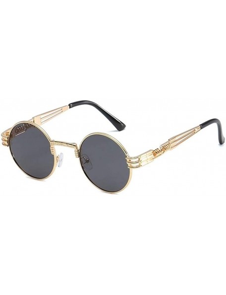 Round Steampunk Round Sunglasses for Women and Men with Spring Hings - C2 Gold Gray - CP19806E08X $11.17