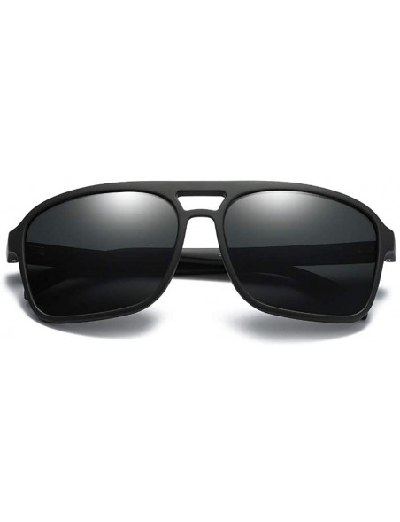 Aviator 59mm Men Sunglasses Polarized 80s Classic Square Aviator Frame TR90 Big Glasses - Matte Black - C318QA8EC4I $18.31