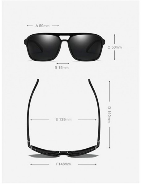 Aviator 59mm Men Sunglasses Polarized 80s Classic Square Aviator Frame TR90 Big Glasses - Matte Black - C318QA8EC4I $18.31