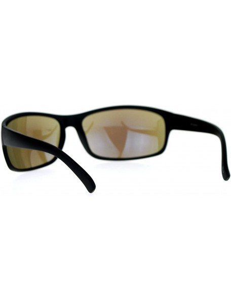 Shield Mens Sunglasses Shield Oval Rectangular Plastic Frame Color Mirror Lens - Black (Blue Mirror) - CX189LLZ67G $10.28