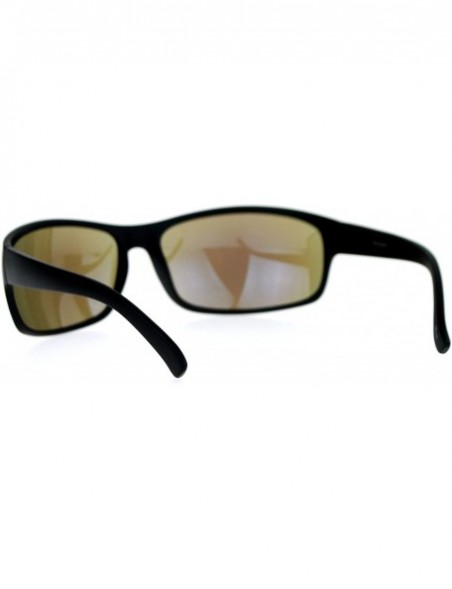 Shield Mens Sunglasses Shield Oval Rectangular Plastic Frame Color Mirror Lens - Black (Blue Mirror) - CX189LLZ67G $10.28